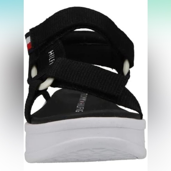 TOMMY HILFIGER Unisex Kids Th Leomi Utility Sandals Black/White US Size 2 NEW!🩴 - Picture 7 of 9